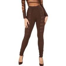 House of CB NWTs Isolde Chocolate Layered Mesh Trousers Pants size Large