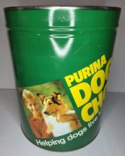 Bote de lata vintage Purina Dog Chow de 12,5" de alto 10" de ancho” - verde grande de los años 70