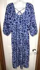  NWOT Universal Thread Maxi Dress Puff Sleeve Cottage Prairie Purple Floral S