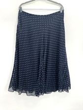 Vintage Dressbarn Polka Dot Midi Skirt Large Flowy Chiffon Lined Retro Classic