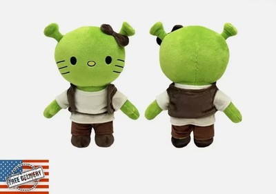 9.8'' Hello Kitty Artist Plush   Kawaii Green Shrek-Style Cute Soft Doll