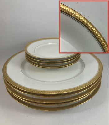 U.C. Limoges M.F. & Co Chicago Gold Trim: 5 Dinner + 5 Bread Plates [10 Total]