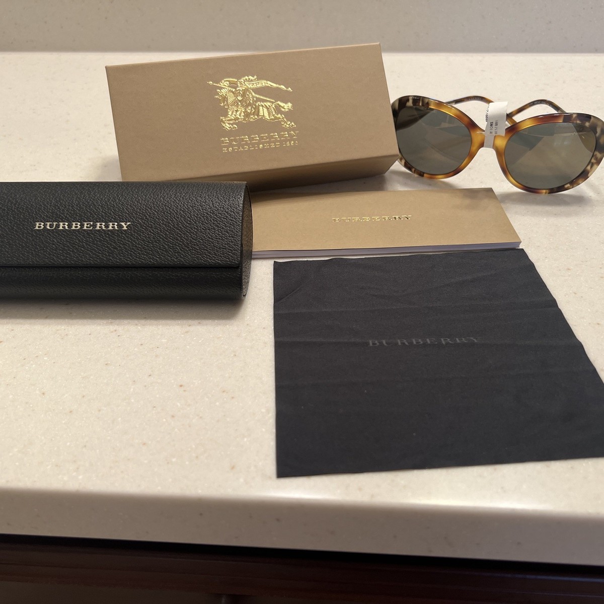 Burberry Tortoiseshell Brown/Gold Logo Sunglasses with Burberry Case Inlaid Check Square Sunglasses in Tortoiseshell - Women  main image 3