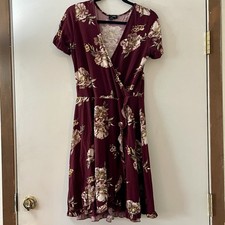 Justify Burgundy Floral Wrap Mini Dress