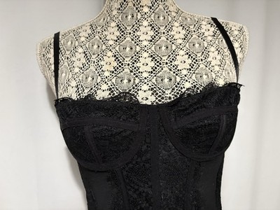 Women s Black Lace Corset Sexy Size Small Adjustable Straps & Boning By Dealmore