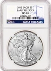 2013 MS-69 FIRST RELEASE 1oz NGC SILVER EAGLE, BALD EAGLE LABEL