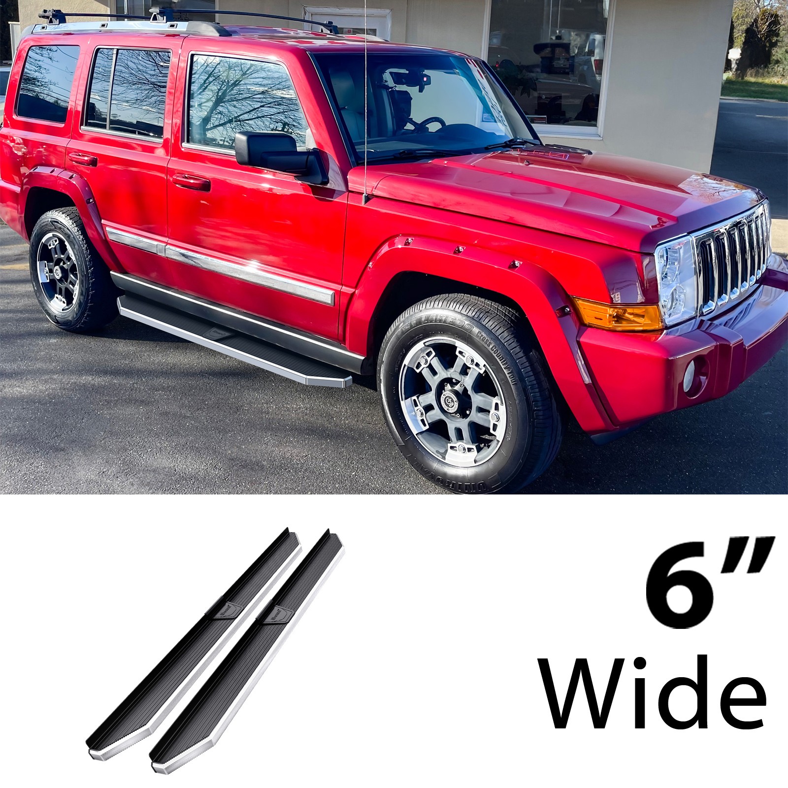 HD Ridez Flat Style Board 6" Polished Fit 05-10 Jeep Grand Cherokee Commander