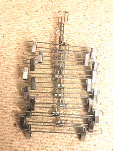 Retail Chrome Metal Hangers Pant Skirt 10 Pieces 12" Clip Space Saving Adult