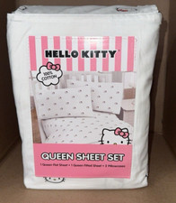Hello Kitty Sanrio 4 pc QUEEN Bed sheet set 100 cotton NEW
