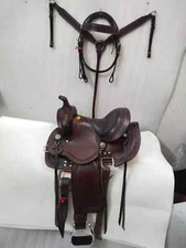 Western Premium Leather Pleasure Trail Horse Saddle Tack & All Sizes Available.