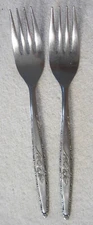 2 lot Stylecraft SYF2 Single Rose Stainless Steel Flatware T&N Dinner Forks vtg