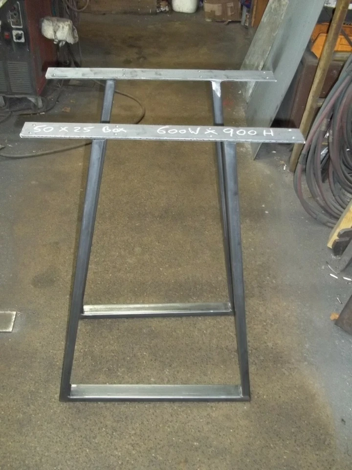 2 TRAPEZIUM BUDGET RETRO INDUSTRIAL STEEL METAL TABLE BENCH LEGS DESK BAR - Image 3 of 4