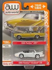 Auto World 1:64 Die Cast Pontiac 1966 GTO 1994 Firebird T/A 2-pack