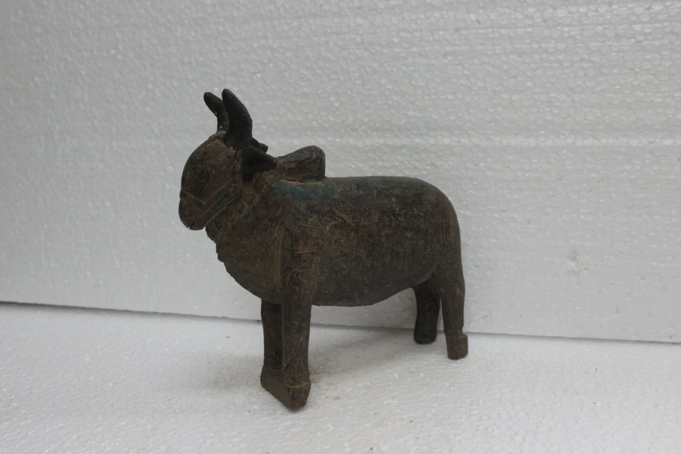 Figura Nandi de madera tallada a mano decoración del hogar indio vintage coleccionable Foto 2 de 4