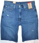 Levi's 469 Loose Fit Factory Cut-Off Jean Shorts with Holes Medium/Blue NWT