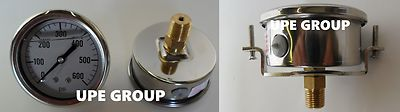 #ad Liquid Filled Panel Mount Pressure Gauge U Clamp 2.5quot; FACE 0 600 1 4quot; NPT MI $19.33