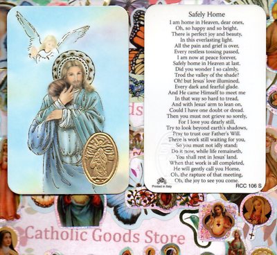 Safely Home - English - Plastic stock Holy Card (Wallet Size)