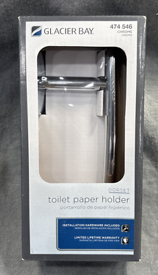 GLACIER BAY TOILET PAPER HOLDER DORSET 474-546 Chrome Modern Easy Use NEW in Box