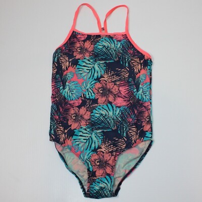 Name It Girl's Floral Print Halter Top One Piece Swimsuit in size 11-12