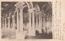 Washington D.C. Hall Of Columns Library Of Congress, Vintage Postcard