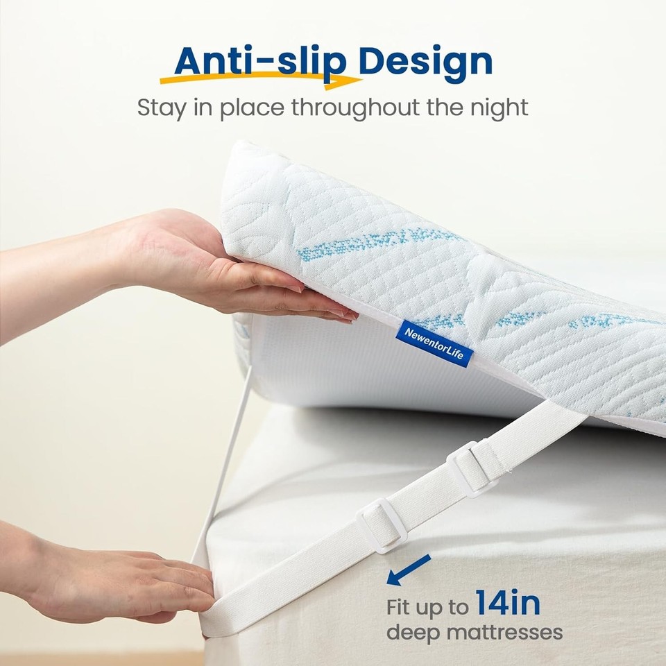 NewentorLife Mattress Topper Double Bed Thick, Cooling Memory Foam