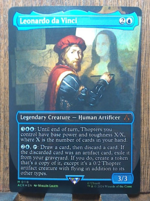  MTG  Leonardo da Vinci (FOIL Borderless) Assassin's Creed MYTHIC NM 