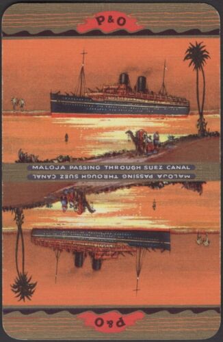 Playing Cards Single Card Old Vintage * P&O * Shipping Advertising Art MALOJA  T - Picture 1 of 3