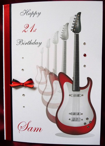 Personalizados Hecho A Mano A5 Tarjeta De Cumpleaños Guitarra Eléctrica  XVIII Xxi 30 60º 1563 | eBay