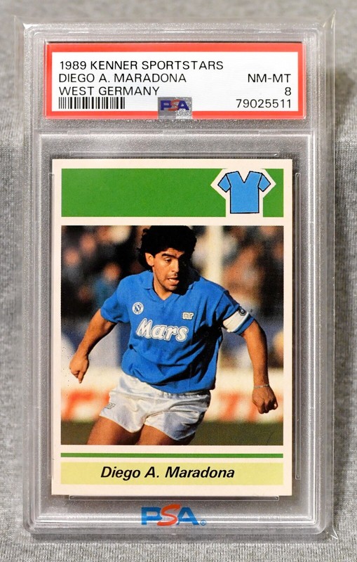 1989 Diego Maradona RARE French/German Kenner Sportstars card - PSA 8, POP 8!