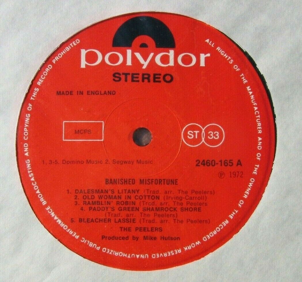 The Peelers Banished Misfortune lp 1972 Polydor English Folk Music 