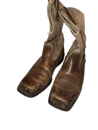 Ariat Mens Rambler Western Boot Square Toe Distressed Leather Cowboy Brown 9D