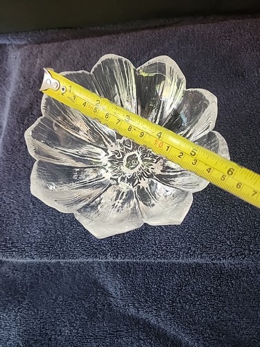 Kosta Boda Mats Jonasson Water Lily Monet Textured Glass Flower Bowl Vintage - Picture 7 of 12