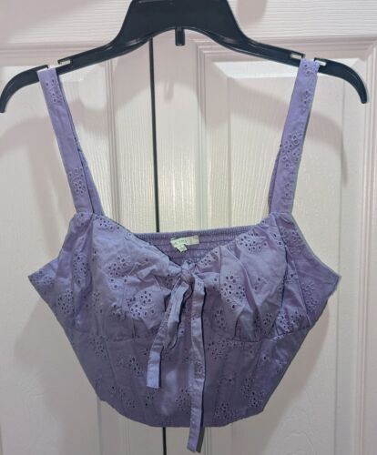 NWT, Love Tree, Adjustable Strap, Purple, Tie Front, Cropped Tank Top- Jr. Large