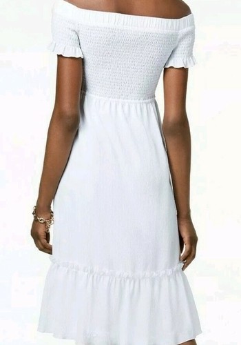 NWT MICHAEL KORS Off-The-Shoulder Smoked Dress White $135 Size Small - Picture 4 of 4
