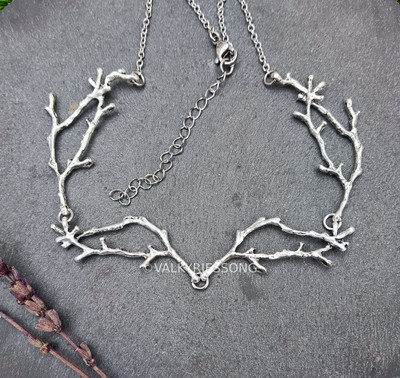 Branch twig necklace silver elven elf fairy queen forest goddess choker gothic