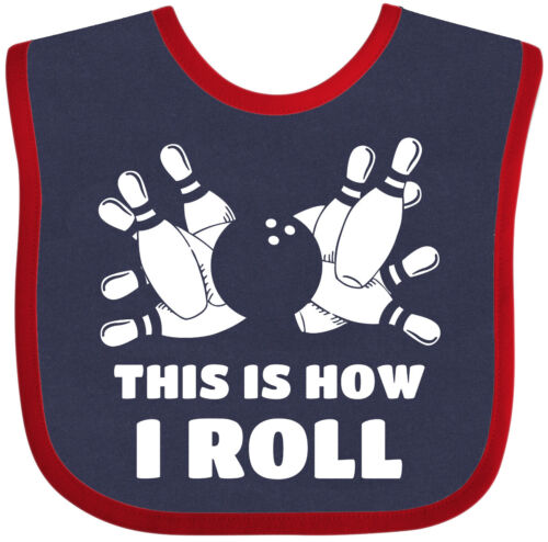 Inktastic How I Roll Bowling Baby Lätzchen diese lustigen Liga Pins Ersatz Strike Dachrinne - Bild 1 von 8