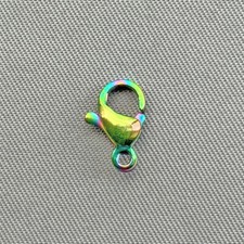 Tiny Lobster Claw Clasps 10x6mm Peacock Multicolor Plated Alloy Q12 Per Pkg