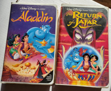 Lot of 2 Disney VHS ~Aladdin (Black Diamond), & Return of Jafar. Used.