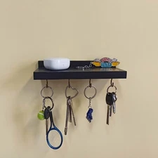 Key holder with shelf, black