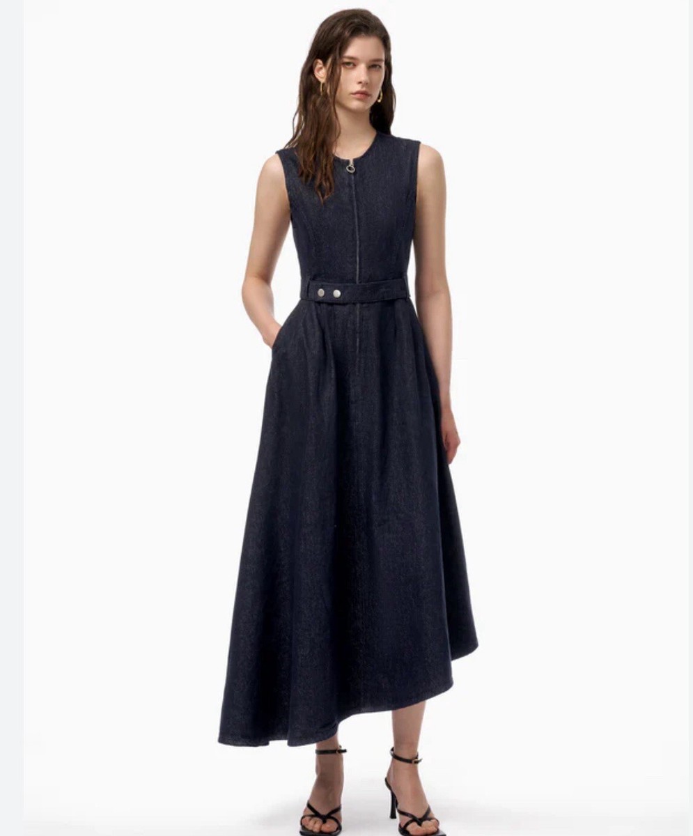 韓国商品/LOWCLASSIC DENIM MAXI DRESS Zara Denim Maxi Dress - XS | eBay
