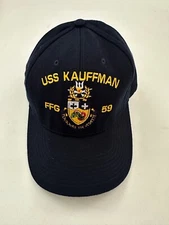 The Corps USS Kauffman FFG 59 Logo Blue Baseball Cap Hat One Size