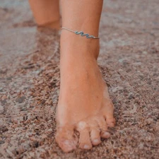 Ocean Hawaiian Beach Blue Fire Opal Wave Anklet Silver Filled For Women Girls