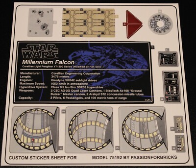 Ersatz Custom Aufkleber für 75192 Replacement Sticker Sheet 