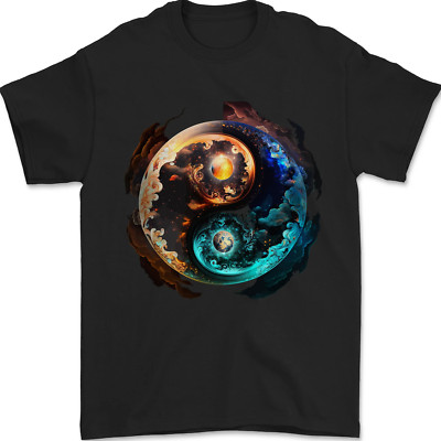 Gil dan Yin Yang Planeten Universum Astronomie Herren T-Shirt 100% Baumwolle