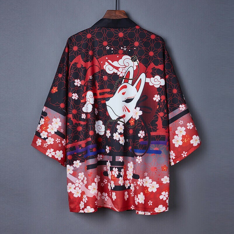 Women Japanese Kimono Coat Jacket Fox 