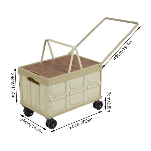 55L Green Large Capacity Rolling Cart Foldable Cart Foldable Box For Outdoor - Picture 4 of 18
