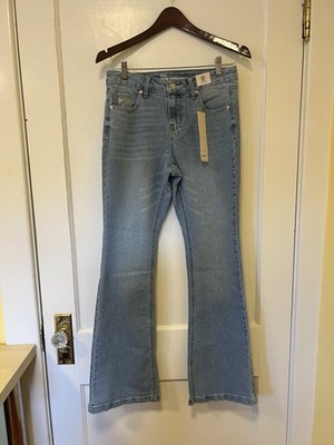 NWT No Boundaries Womens Sz 6 Mid Rise Bootcut Jeans Light Wash Heart Embroidery