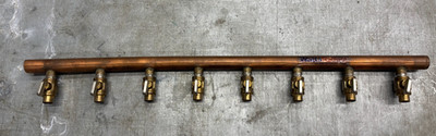 Watts Radiant 8 Port Plumbing Manifold 1'' Male 1/2'' Ball Valve Sweat End 32'' LN