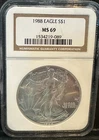 1988 $1 American Silver Eagle NGC MS69 Brown Label