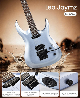 Leo Jaymz Tsunami Electric Guitar Blue HH 24F Mahogany Maple